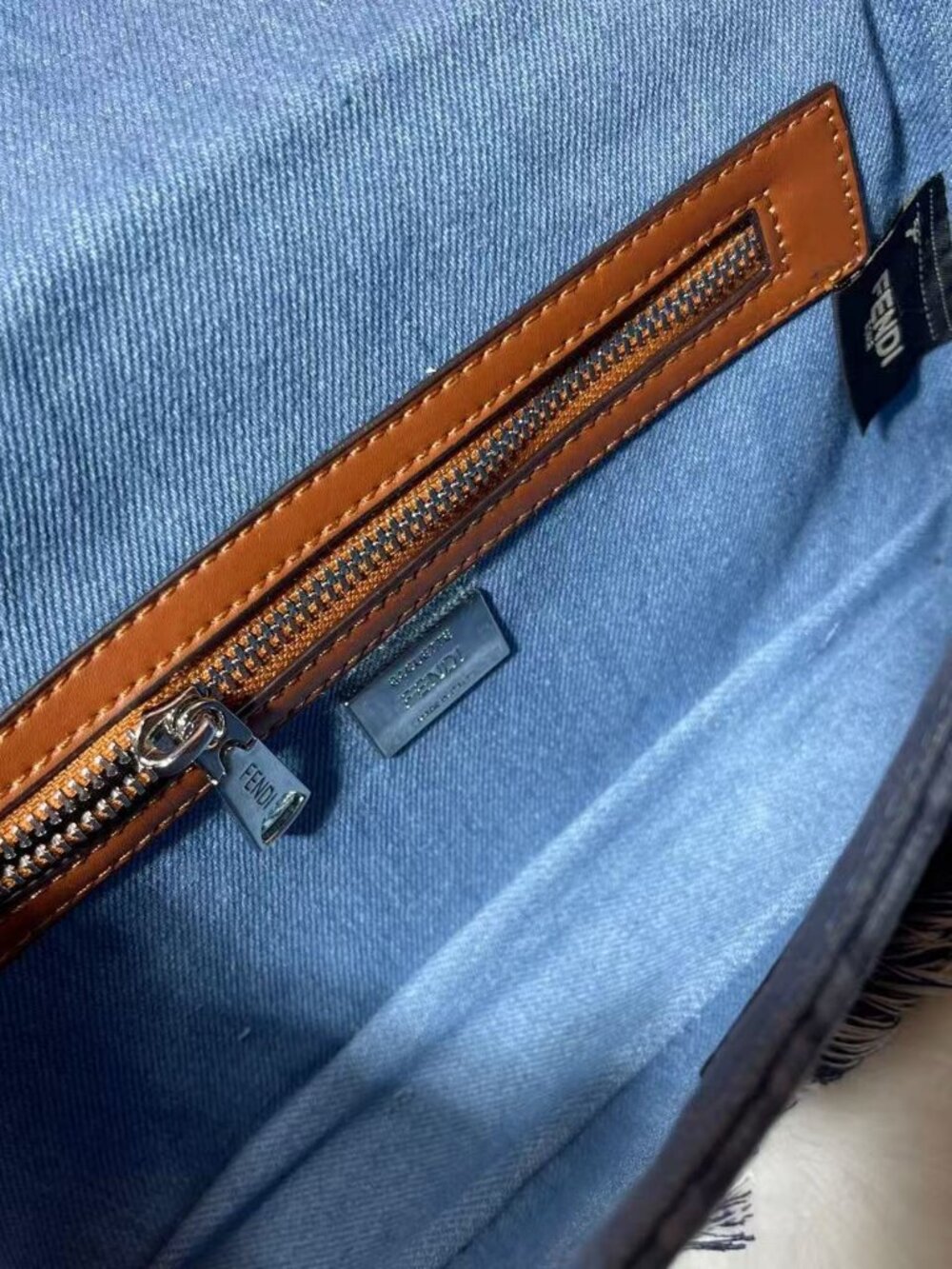Fendi Baguette Denim Fringe Shoulder Bag - Picture 6 of 7